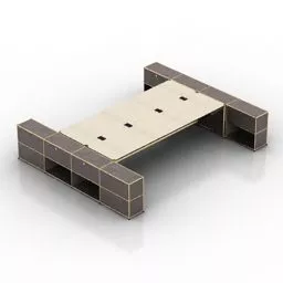 Wood Table Modular Furniture 3d model
