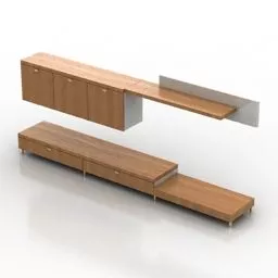 Simple Wooden Rack Tv Stand 3d model