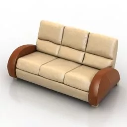 Sofa 3 Seats Yellow Leather 3d model