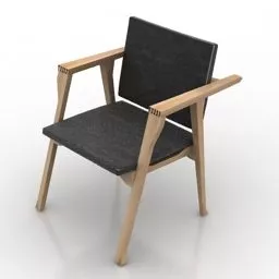 Wooden Fabric Armchair Cassina 3d model