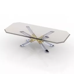 Home Rectangle Glass Dining Table 3d model