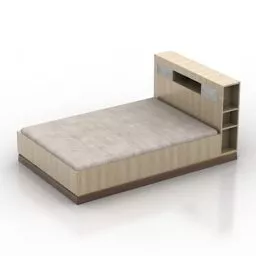Single Bed With Head Cabinet 3d model