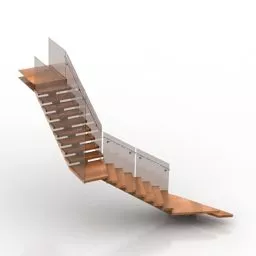 House Wooden Staircase 3d model
