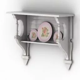 Tv On Wooden Shelf With Vase Pot Plant 3d model
