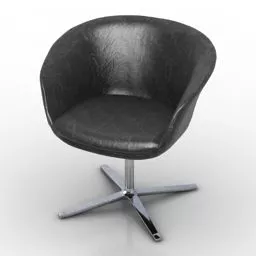 Black Leather One Leg Armchair 3d model