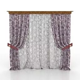 Pink Curtain Two Layers 3d model