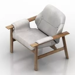 Beauty Fabric Wood Armchair 3d model
