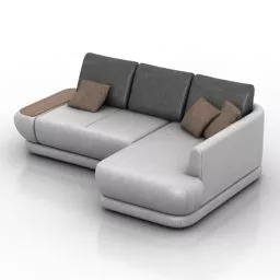 Brown Leather Couch Sofa 3d model