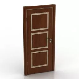 Wood Door Trio Panel 3d model