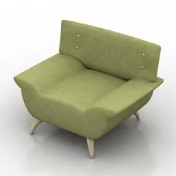 Single Armchair Roksi Green 3d model
