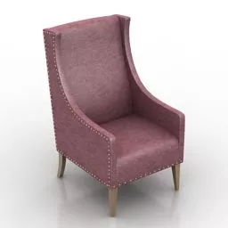 Armchair High Pushe Leather 3d model