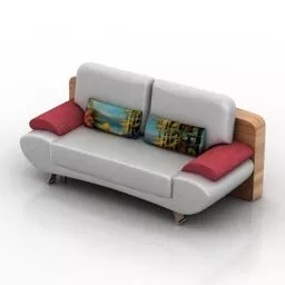 White Fabric Sofa With Pillows 3d model White Fabric Sofa With Pillows 3d model