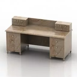 Wood Country Table With Shelves 3d model