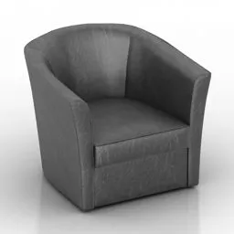 Black Leather Cube Armchair 3d model