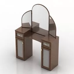 Antique Brown Wood Dressing Table 3d model