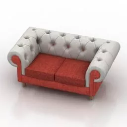 Brown Leather Couch Sofa 3d model