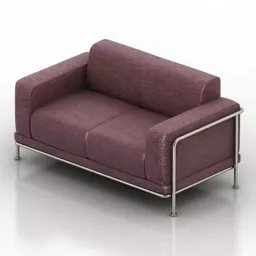 Leather Couch Two Seats 3d model
