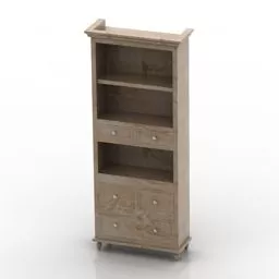 Locker Country Table Shelves Wood 3d model