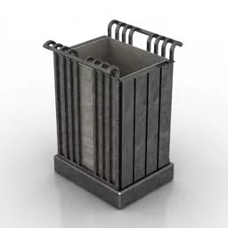 Urn Street Bench Trash Bin 3d model
