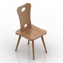 Wooden Chair Simple Style 3d model