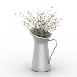 Aluminum Vase Flowers 3d model