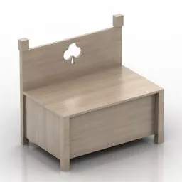 Chest Seat Wooden 3d model