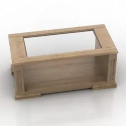 Old Wooden Table Sofa 3d model