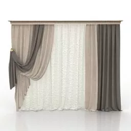 Curtain Brown White Color 3d model