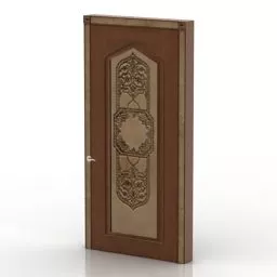 Door Asian Wooden Decor 3d model