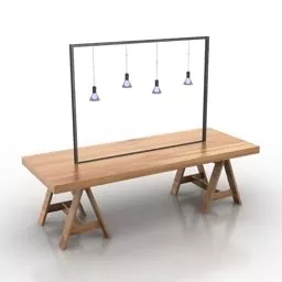 Table Chairs With Lamp Bulbs 3d model