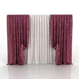 Red Curtain Textile 3d model