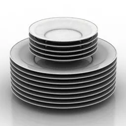 Plates Tableware Decor Set 3d model