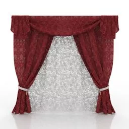 Red Curtain White Red Color 3d model
