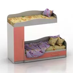 Bed Children Room Interior 3d model