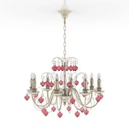 Luster Lamp Crystal Red Bulbs 3d model
