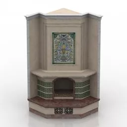 Corner Fireplace European Style 3d model