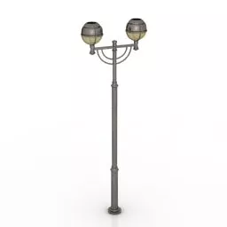 Lamppost Two Bulbs 3d model