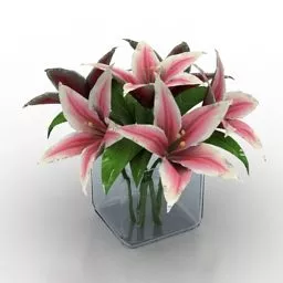 Vase Flower Rectangular Potted 3d model
