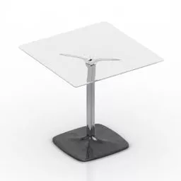 Square Glass Table Steel Leg 3d model