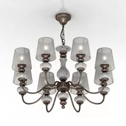 Luster Pendant Lamp Carved Shade 3d model