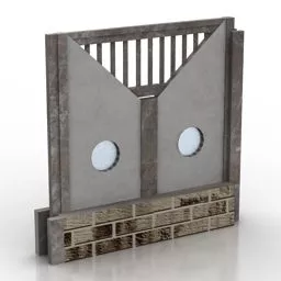 Fence With Window Gate 3d model