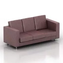 Sofa Mario Brown Leather 3 Seaters 3d model