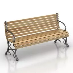 Bench Street Steel Wood Material 3d model