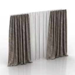 Curtain Brown White Layers 3d model
