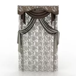 Vintage Texture Grey Interior Curtain 3d model