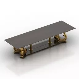 Table With Carved Golden Leg 3d model Table With Carved Golden Leg 3d model