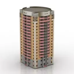 Square Building Apartment 3d model