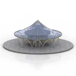 Kiosk Building Glass Roof 3d model
