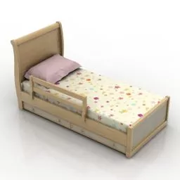 Grey Double Bed With Pink Blanket 3d model