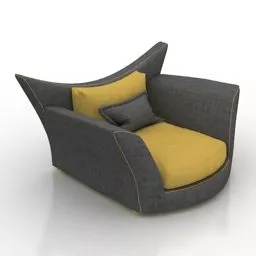 Black Fabric Armchair 3d model